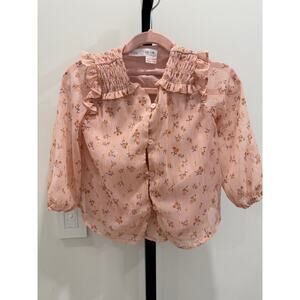 Zara - Pink floral Blouse and Tiered Skirt Set 	2-3T